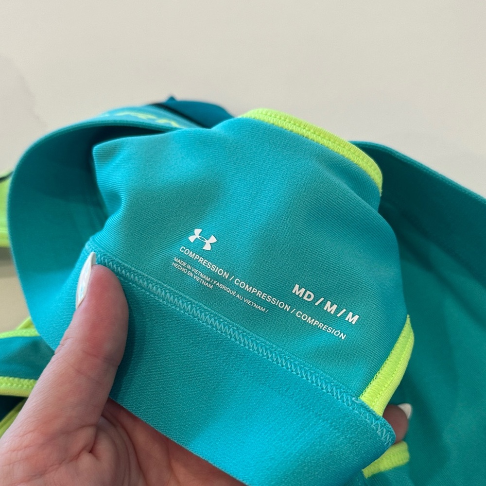 Under Armour Teal & Lime Abstract Sports Bra | M | Athletic Activewear - Picture 6 of 6